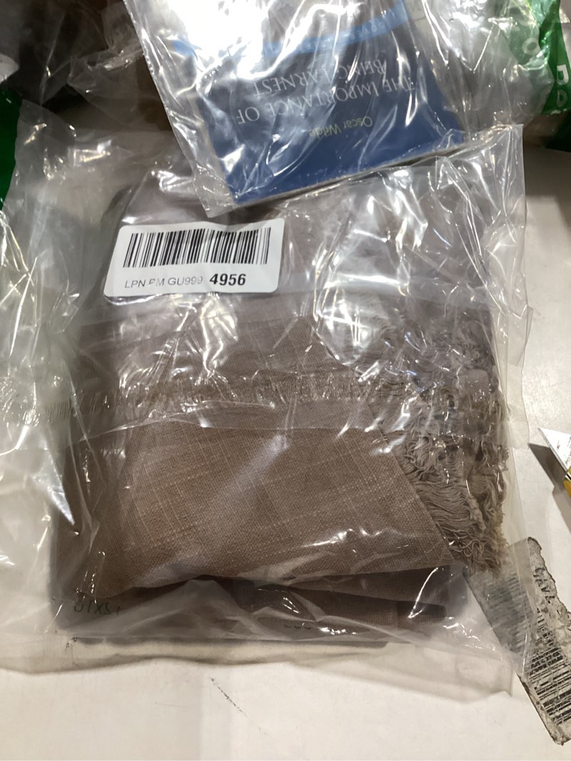 Condition photo showing New/Like New for similiar productmiulee decorative throw pillow covers neutral linen fringe throw pillows euro shams set of 2 cocoa brown boho farmhouse cushion covers for couch sofa bed living room spring home decor 28x28 inch 28\" x 28\" (pack of 2) cocoa brown 2