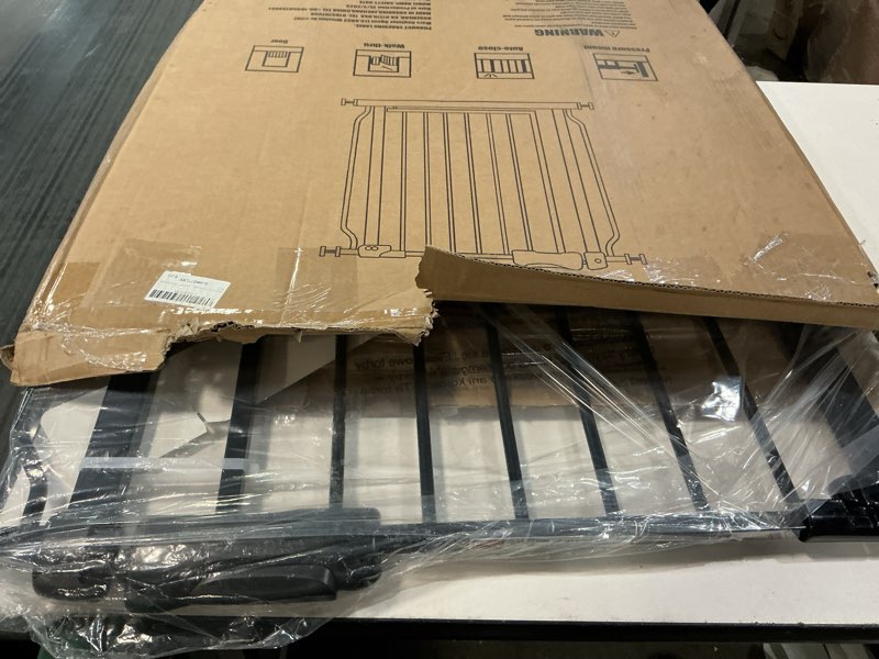 Condition photo showing Good Condition for Narrow Baby Gates for Stairs Doorways Auto Close Tension Black Metal Child Pet Safety Gates with Pressure Mount 29-34 Inch Wide 29-34 Inch Black