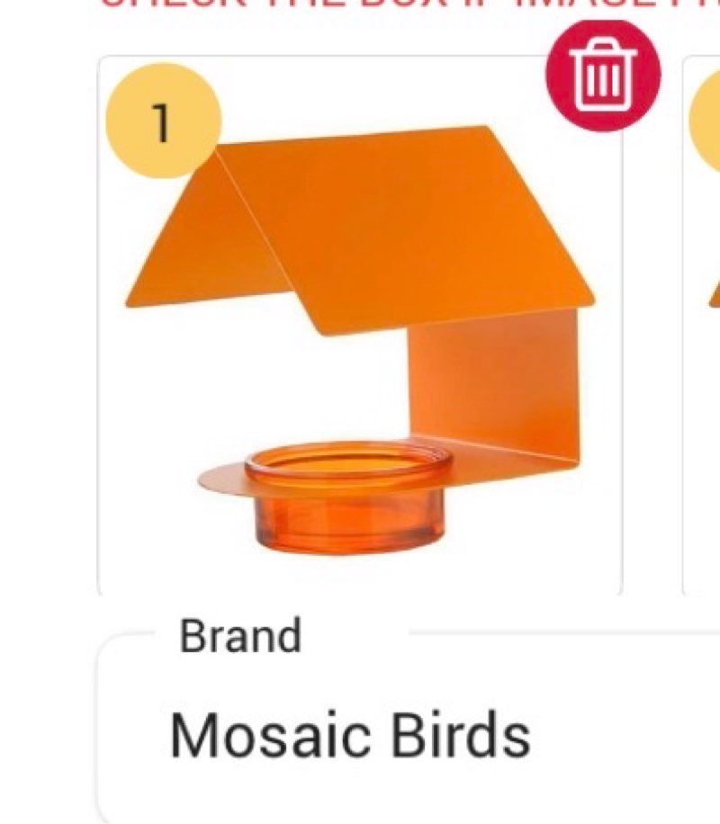 Mosaic Birds Recycled Glass & Metal Bird Feeder Outdoor - Hanging Bird House Feeder for Oriole  Finch - Orange