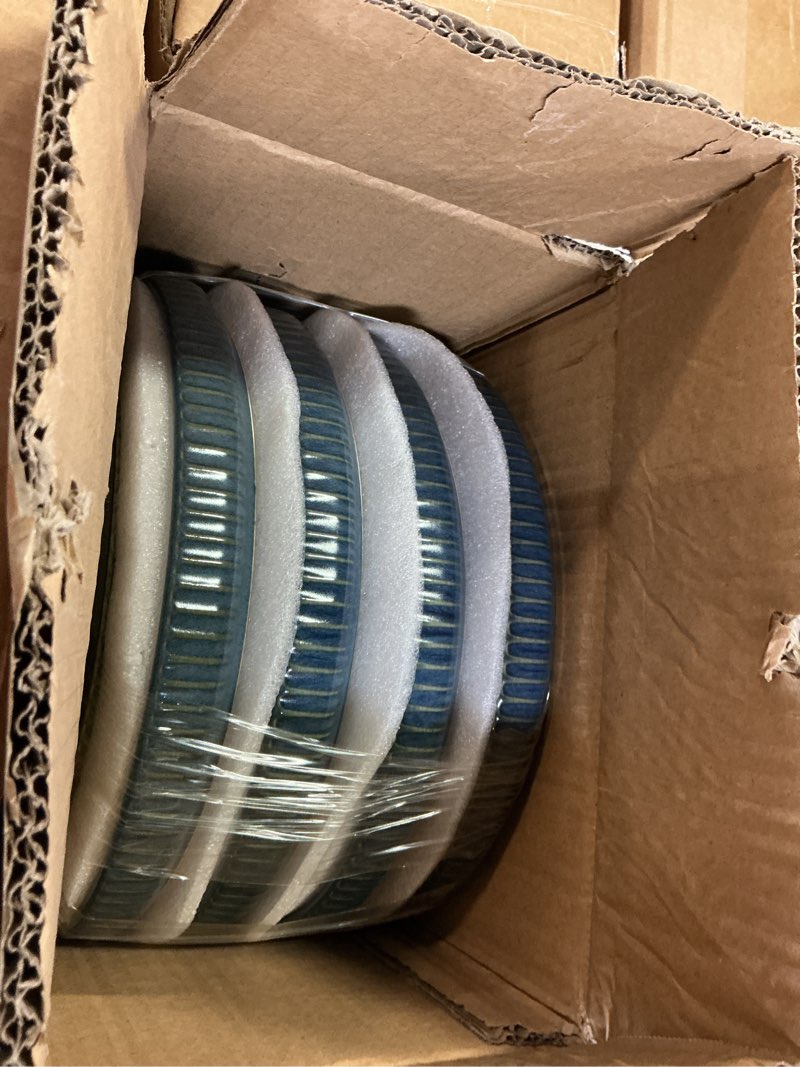 Condition photo showing Good Condition for 24 Piece Starry Blue Ceramic Dish Set,Plates and Bowls Set for 8,Dinnerware Sets for Hosting, Gifting & Everyday Serenity Matte Reactive Sapphire Blue Service for 8 (24pcs)