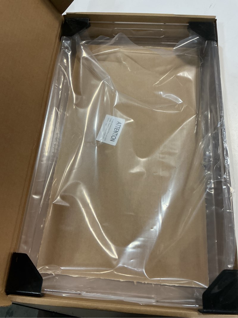 Condition photo showing Good Condition for clear sturdy acrylic serving tray with handles 12x20x2h inches -spill proof- decorative trays countertop organizer for ottoman coffee table nightstand, sidetable, breakfast, tea, food crystal clear 20\" x 12\" x 2\" 1