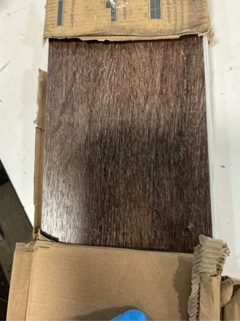Condition photo showing Good Condition for art3d peel and stick floor tile vinyl wood plank 12-pack 18 sq.ft, brown stone, rigid surface hard core easy diy self-adhesive flooring 36 x 6 x 0.1 inches brown stone 12