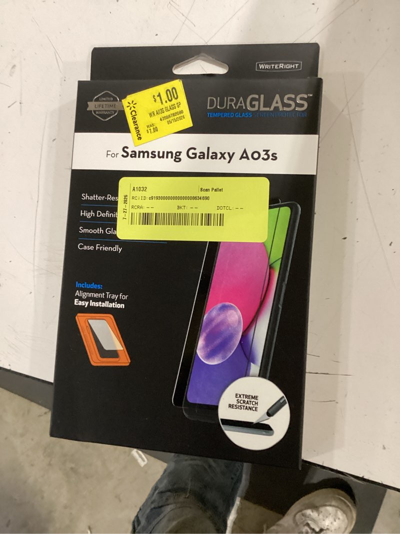 Condition photo showing New/Like New for duraglass tempered glass screen protector with quick installation tray for samsung galaxy a03s