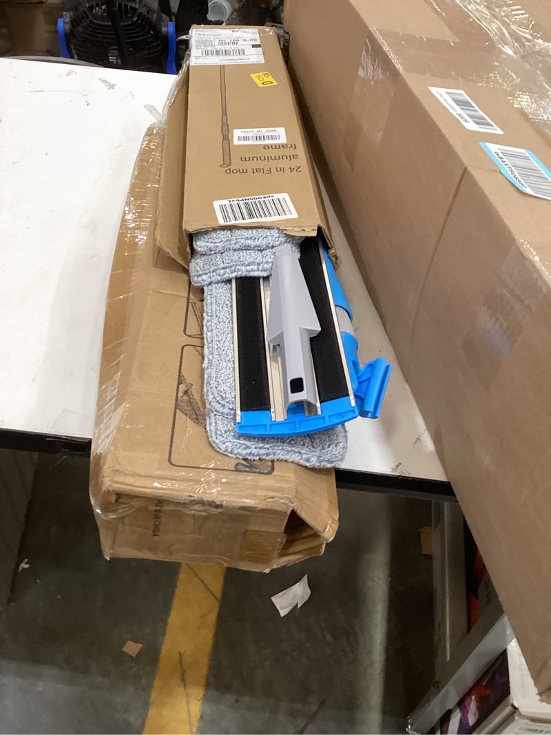 Condition photo showing As Is for 24inch flat mop for cleaning floors heavy duty microfiber wet mop deep cleaning for hardwood, tile & laminate, includes 4 reusable washable pads and adjustable long handle