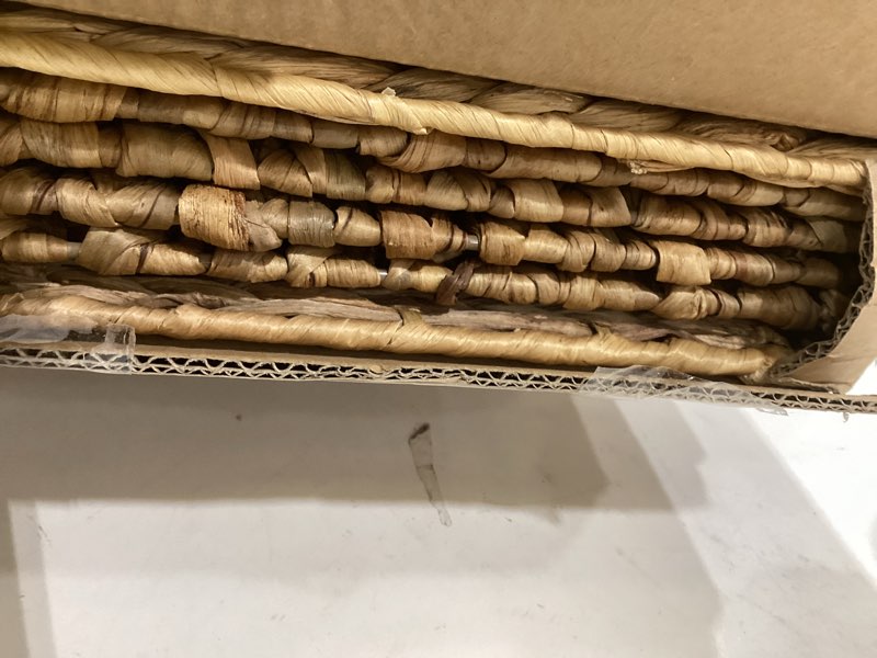 Condition photo showing Good Condition for wicker storage basket foldable hyacinth storage box set of 2, 12x12x12 inch - handmade woven basket for closet,shelf organization & decor