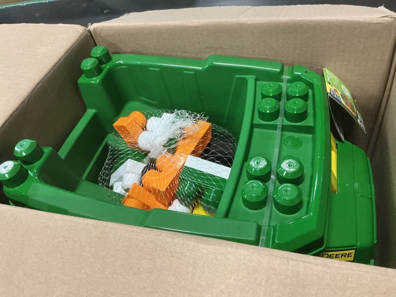Condition photo showing Good Condition for Mega Bloks John Deere Toddler Building Blocks Toy Set, Dump Truck with 25 Pieces and Storage, 1 Figure, Green, Ages 1+ Years