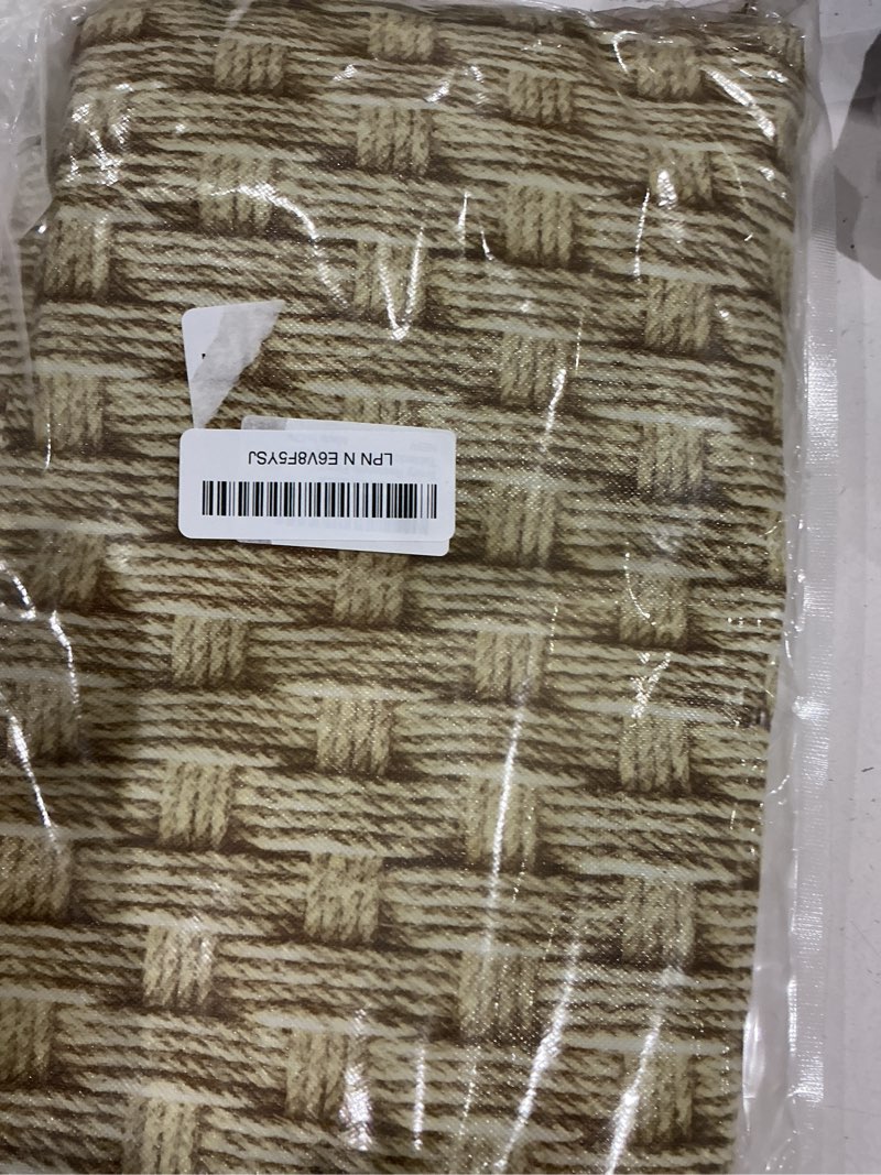 Condition photo showing Good Condition for smiry rectangle table cloth cover, waterproof elastic fitted picnic tablecloth for 6 foot tables, wipeable flannel backed vinyl tablecloths for camping, dining, outdoor (weave patterns, 36" x 72") 72" x 36" (rectangular) sand