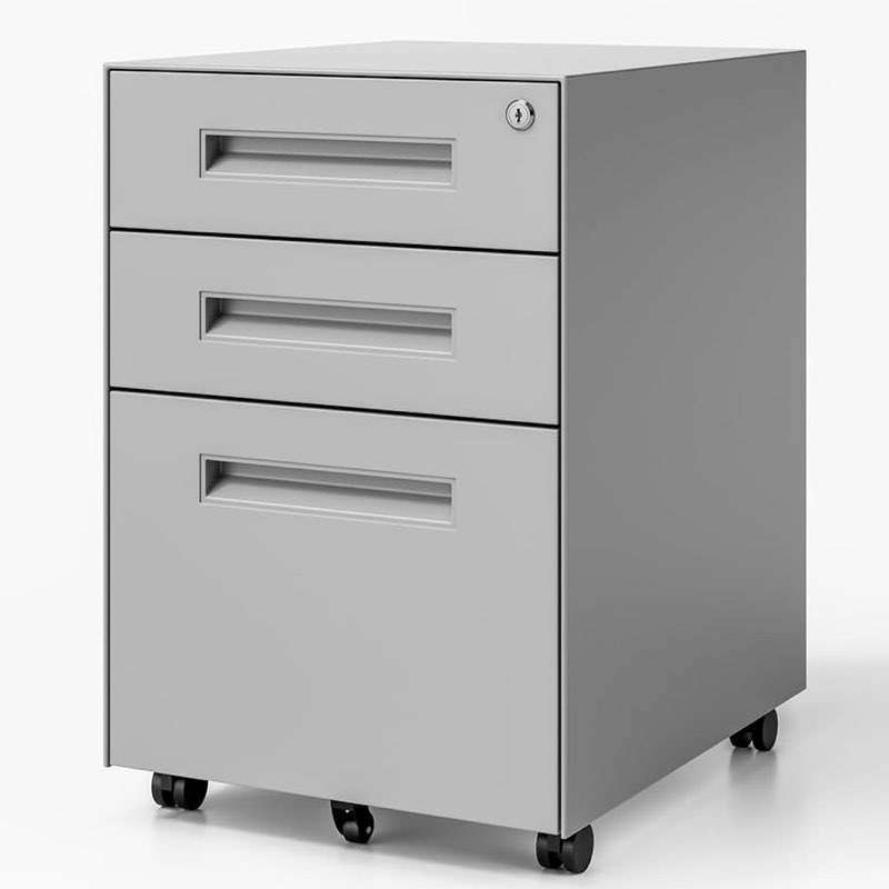 3 Drawer File Cabinet, Mobile File Cabinet with Lock on Wheels, Letter/Legal Size, Fully Assembled.