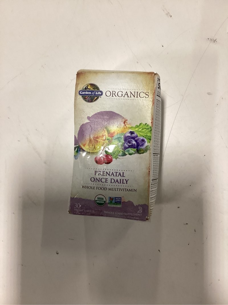 Condition photo showing New/Like New for (Best by 10/2027)Garden of Life Organics Prenatal Vitamins - 30 Tablets, Prenatal Once Daily Whole Food Vitamins for Women with Folate not Folic Acid, Vitamin D3, Iron, Vegan One a Day Prenatal Multivitamin 30 Count (Pack of 1)
