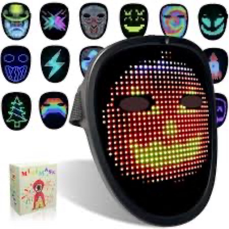 COOLGUARDER Led Mask with Gesture Sensing, Light up Shining Mask with 50 Patterns for Child Men Wome