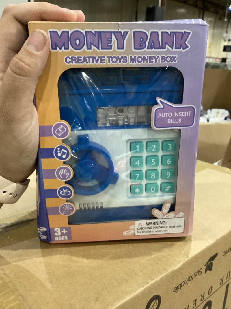 Condition photo showing As Is for Refasy Piggy Bank Cash Coin Can ATM Bank Electronic Coin Money Bank for Kids Age 3-12, Money Savings Box Mini ATM Coin Bank Toys Gifts for 3 4 5 6 7 8 9 10 11 12 Year Old Boys Girls Blue