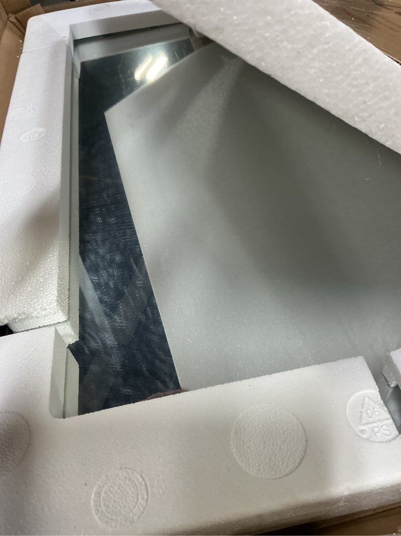 Condition photo showing Good Condition for LOAAO 20X30 Inch Black Metal Framed Bathroom Mirror for Wall, Matte Black Bathroom Vanity Mirror Farmhouse, Large Rounded Rectangle Mirror, Anti-Rust, Hangs Horizontally or Vertically Black 20"L x 30"W
