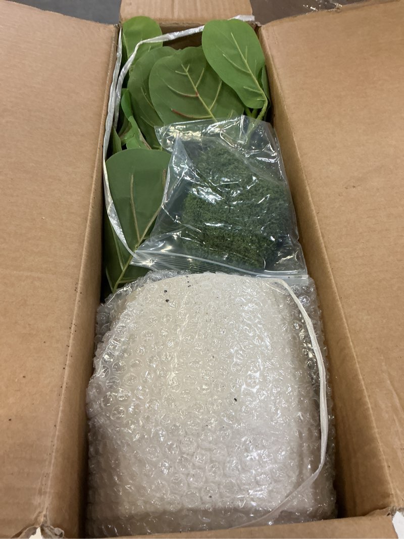 Condition photo showing Good Condition for 5ft artificial fiddle leaf fig tree with white planter & fake moss, realistic faux ficus lyrata floor plant for indoor home office decor, housewarming gift