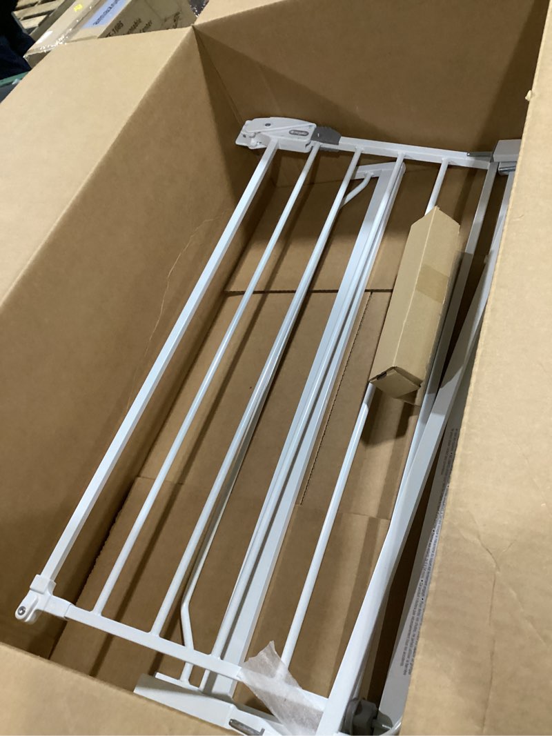 Condition photo showing As Is for Regalo Easy Step Extra Tall Walk Thru Baby Gate, Includes 4-Inch Extension, and 4 Pack of Wall Cups and Mounting Kit, White White 29-36.5"W x 36"H