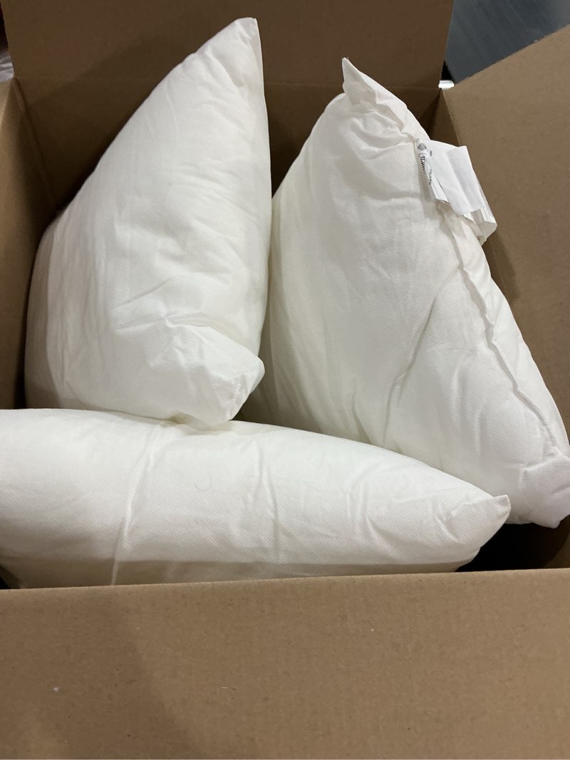 Condition photo showing As Is for MIULEE 18x18 Pillow Inserts with Cotton Cover,Set of 4 100% Virgin Microfiber Throw Pillows for Couch Sofa and Bed 4 18x18 Inch