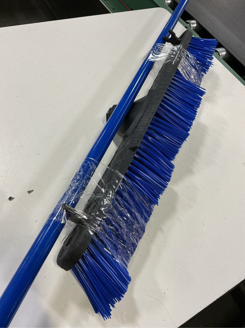 Condition photo showing As Is for quickie bulldozer 24-in heavy-duty rough surface blue push broom