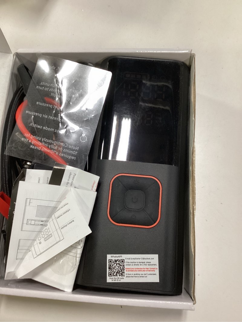 Condition photo showing Good Condition for Jump Starter with Air Compressor, 5000A Battery Jumper Starter Portable (9L Gas/8L Diesel) with 160PSI Auto-Shutoff Tire Inflator, 12V Jump Box Car Battery Jump Starter with Jumper Cables, LED Light Matte Black