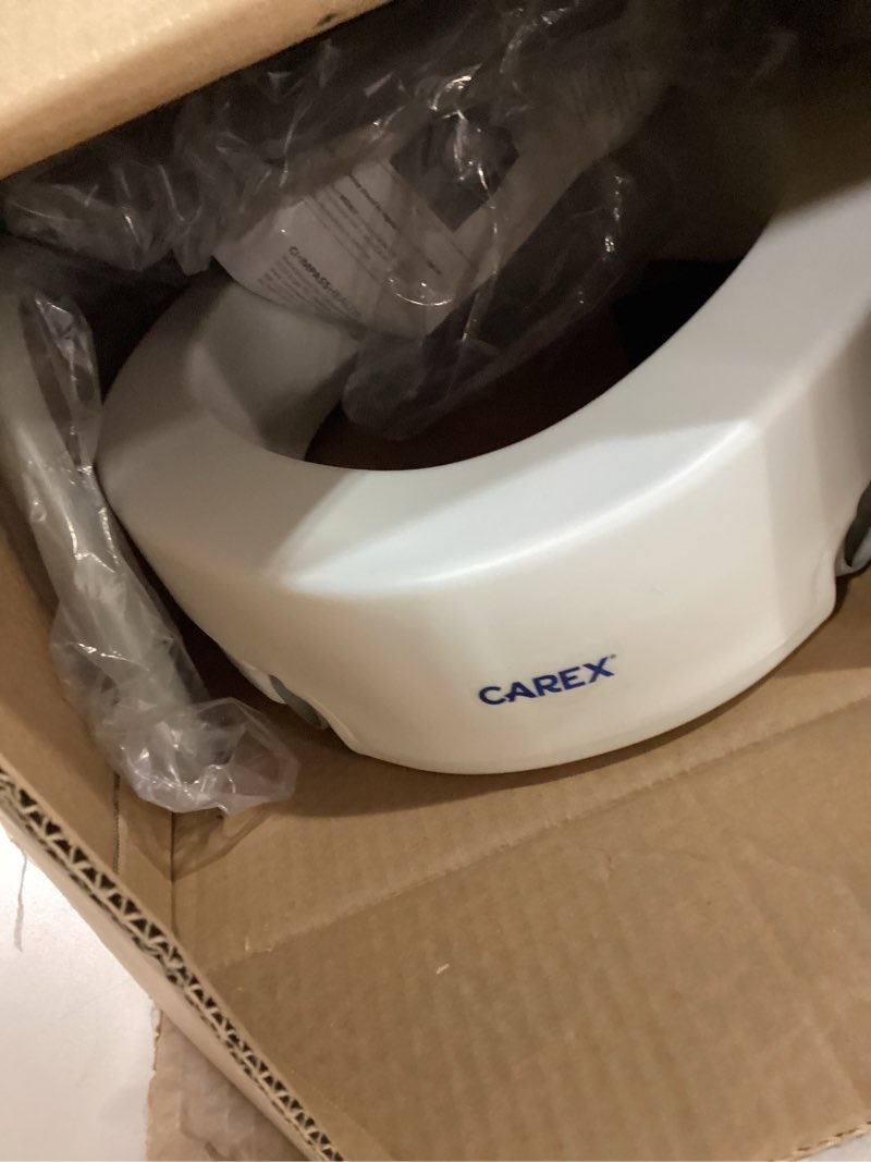 Condition photo showing Good Condition for Carex 3.5 Inch Raised Toilet Seat with Arms, Elongated Toilet Seat Riser, Up to 250 lbs Capacity, Elevating & Raising Seat for Elderly & Handicap, Universal, Slip-Resistant with Padded Handles, White