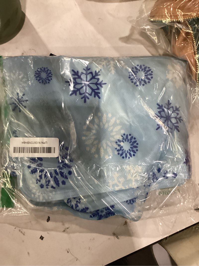 Condition photo showing As Is for reallnaive 2 pcs reusable freezable ice mat for buffet table chilled serving tray party 19.69 x 15.75 inches charcuterie cooler cooling trays for food, cheese(snowflake) 19.69 x 15.75 inches snowflake blue