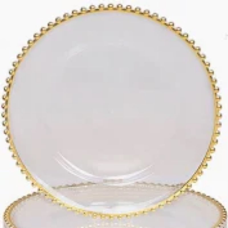 MAONAME 100 PCS Clear Charger Plates Bulk, 13" Plate Charger for Dinner Plate, Plastic Round Charger