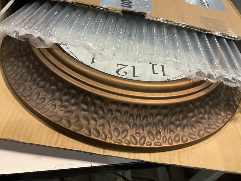 Condition photo showing Good Condition for La Crosse Technology 21 in. Indoor/Outdoor Marcella Metal Atomic Wall Clock Analog Clock Bronze 21"W x 21"H