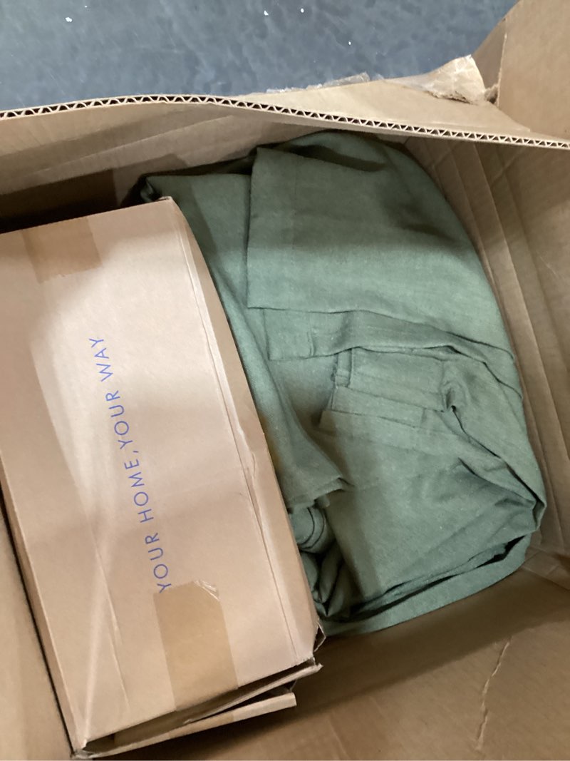 Condition photo showing Good Condition for miulee pinch pleated thick linen curtains 102 inch 4 panels set back tab memory trained pinch pleat semi sheer light filtering curtains let light in window drapes for living room bedroom olive green olive green 40"w x 102"l (pack of 4)