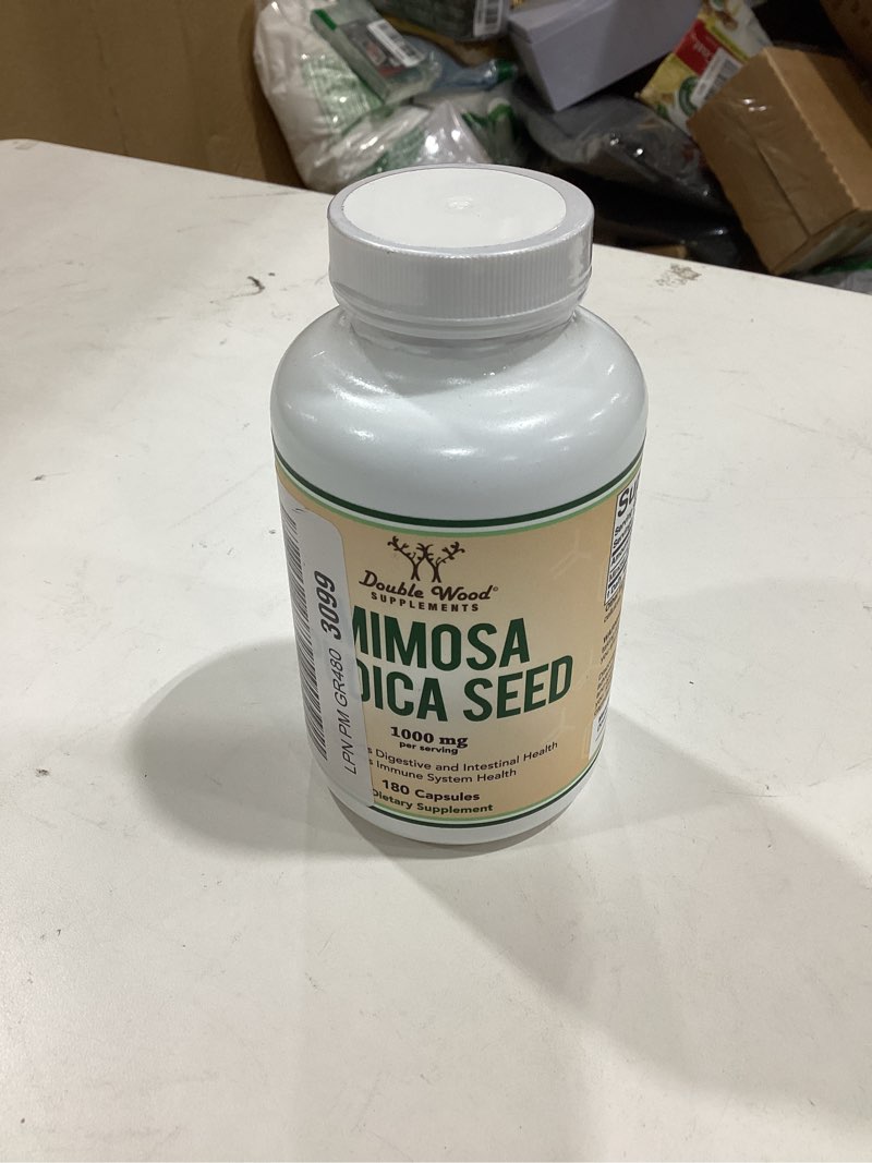 Condition photo showing New/Like New for mimosa pudica seed capsules (180 capsules, 3 month supply) 1000mg, for digestive support, by double wood 180 count (pack of 1)
