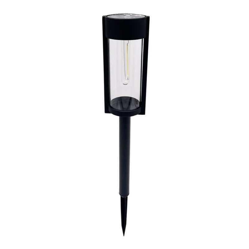 better homes & gardens wyatt solar powered black led landscape bollard path light, 15 lumens