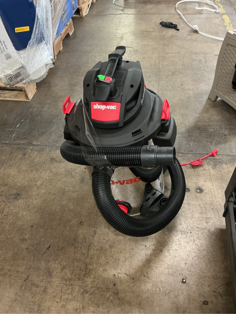 Condition photo showing As Is for shop-vac 12-gallon 6 hp corded wet/dry shop vacuum 