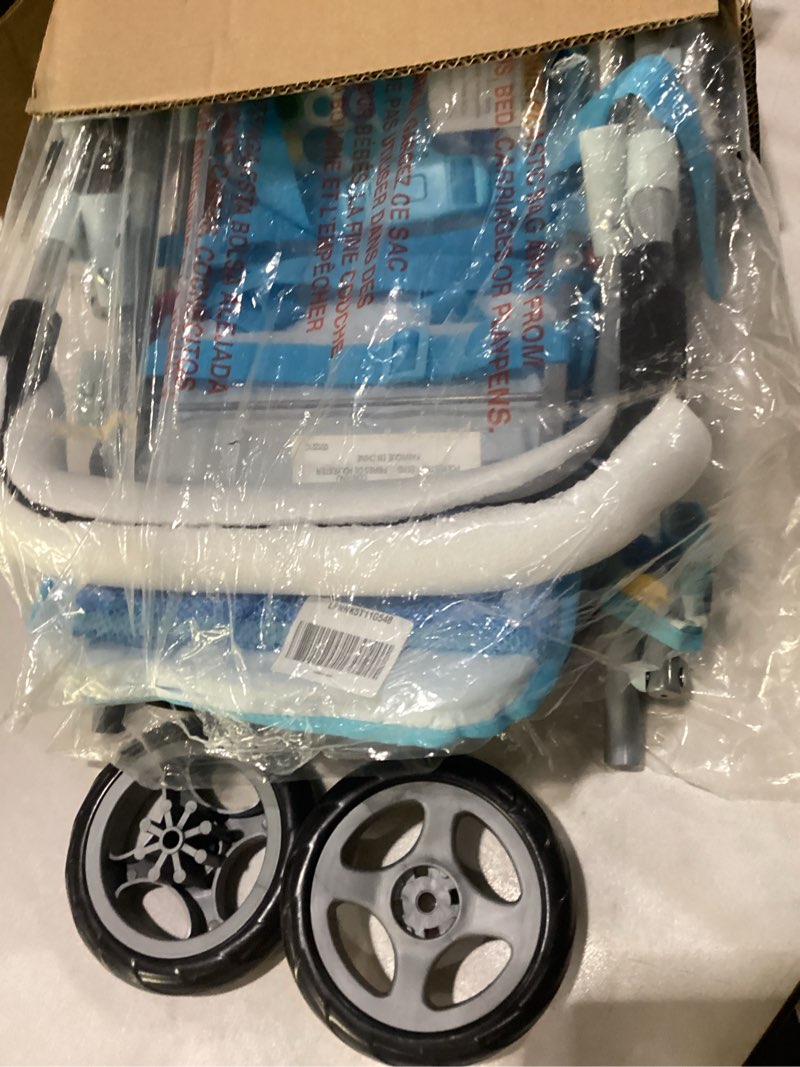 Condition photo showing Good Condition for Joovy Toy Caboose Baby Doll Stroller Featuring Reclining Front Seat, Adjustable Footrest, Storage Basket, Extendable Canopy, and Snack Tray - Holds 3 Dolls (Blue Dot)