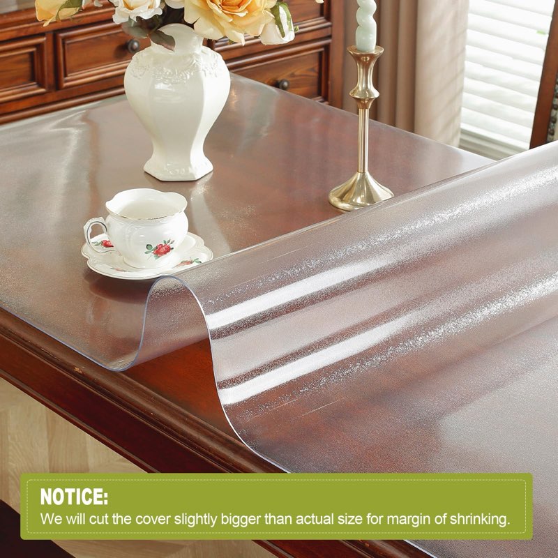 frosted clear table protector 17 x 24 inch, 2mm thick plastic table cover, waterproof pvc clear tabl