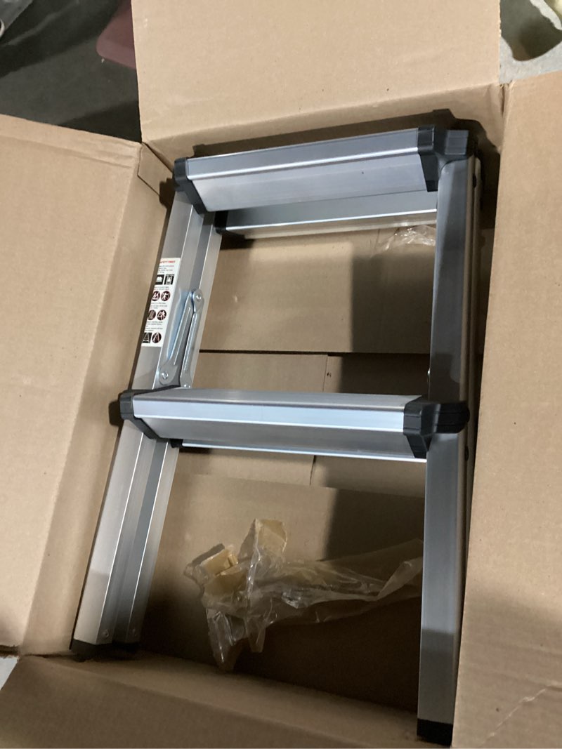 Condition photo showing Good Condition for Two Step Ladder Aluminum Folding 2 Step Stool Light Weight Step Ladder with Anti-Slip Sturdy and Wide Pedal for Home, Kitchen, RV, Garage 330 lbs