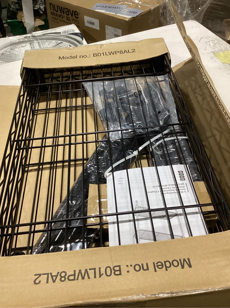 Condition photo showing As Is for amazon basics 3-shelf adjustable heavy duty steel wire rack storage shelving organizer with storage space, versatility and ease of use for kitchen, garage, 23.2" l x 13.4" w x 30" h, black narrow 3-shelf black