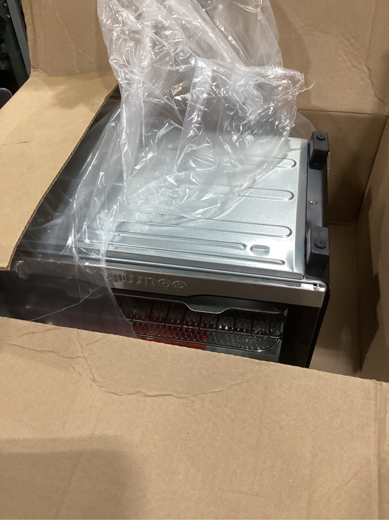 Condition photo showing Good Condition for Gourmia Air Fryer Toaster Combo - 6-in-1 Multi-function Countertop Oven Adjustable Temperature & Timer, Fry Basket, Baking Pan, Oven Rack & Pullout Crumb Tray, Stainless Steel