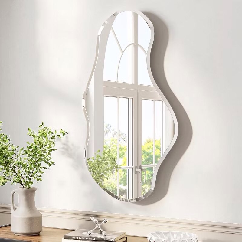 Irregular Wall Mirror 26"x46", Frameless Asymmetrical Mirror, Modern Wall Mirrors Decorative