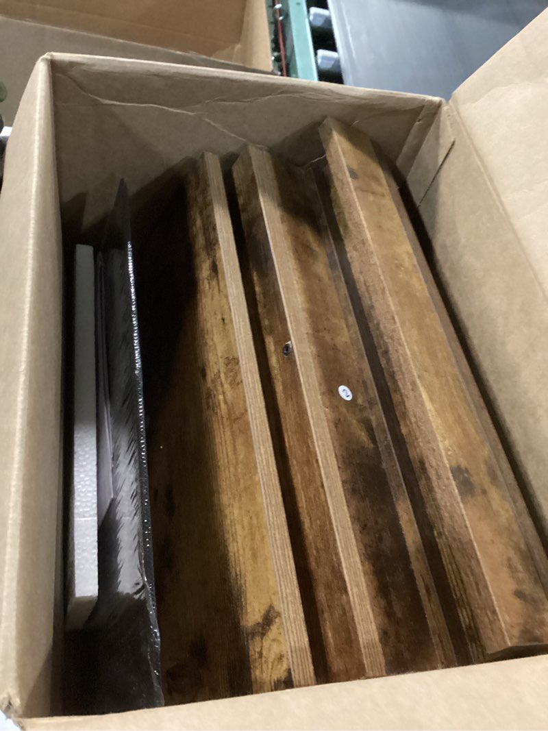 Condition photo showing Good Condition for Furologee 5 Tier Bookshelf with Drawer, Tall Narrow Bookcase with Shelves, Wood and Metal Bookshelves Storage Organizer, Industrial Display Standing Shelf Unit for Bedroom, Living Room, Rustic Brown 5 Tier Rustic Brown