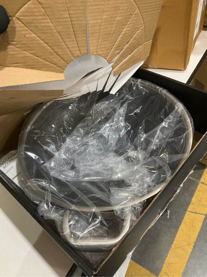 Condition photo showing As Is for LOLYKITCH New Hybird 12 Inch Tri-Ply Stainless Steel Wok Pan with Lid,Ceramic Nonstick Stir Fry Pans