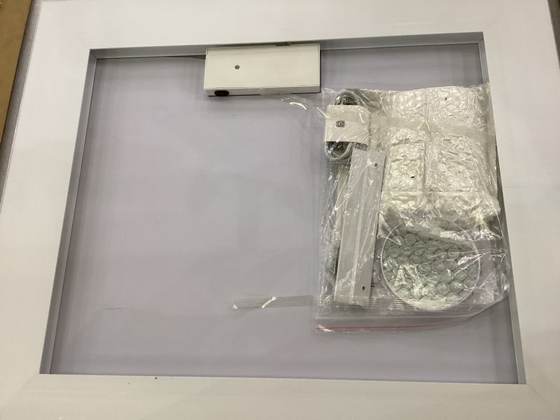 Condition photo showing New/Like New for FENNIO Vanity Mirror with Lights?20"x23" Lighted Makeup Mirror, Large Makeup Mirror with Lights, Touch Sensor with Dimmable 3 Modes? Square White White 20"L x 22"W