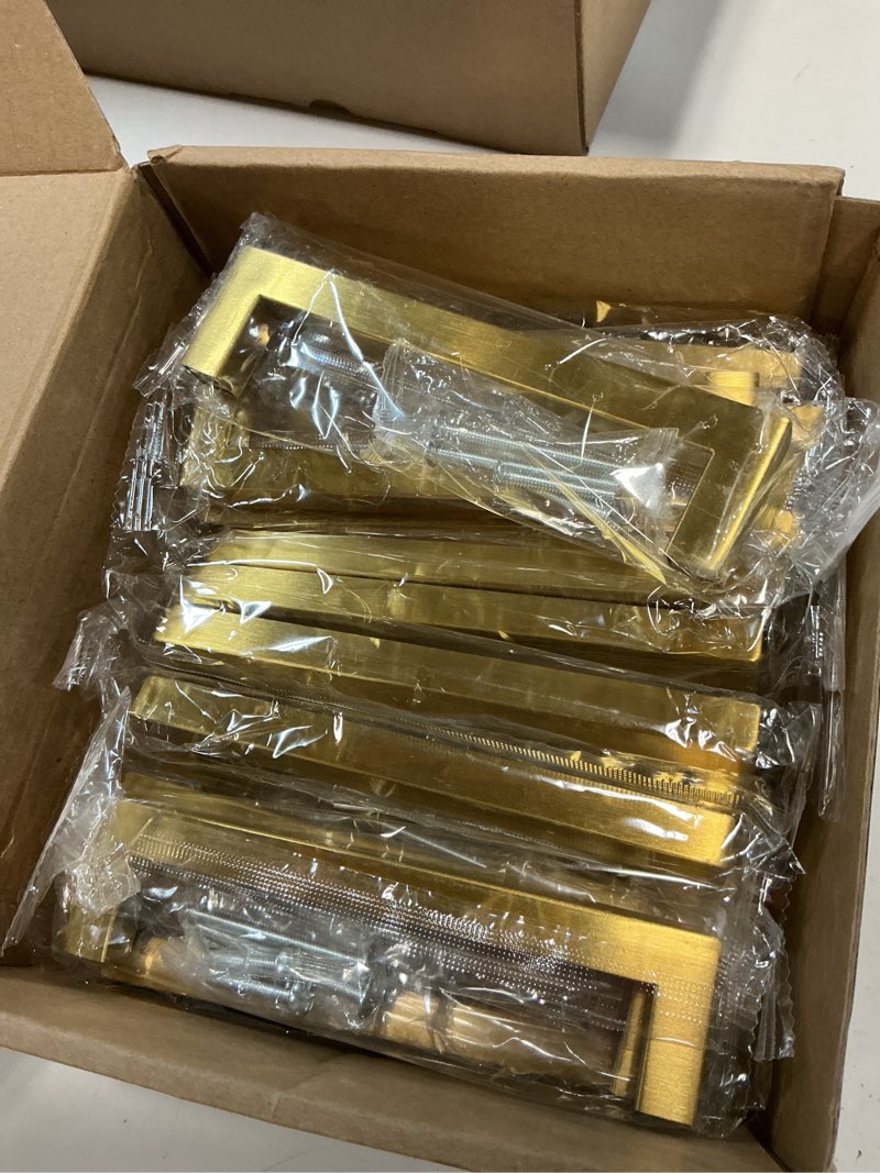 Condition photo showing New/Like New for Goldenwarm Brushed Brass Drawer Pulls Kitchen Cabinet Door Handle -LSJ12GD128 Gold Cabinet Pulls Modern Square Drawer Dresser Knobs Furniture Hardware Cupboard Pulls 5 inch Hole Center 30 Pack 30 5in hole centers