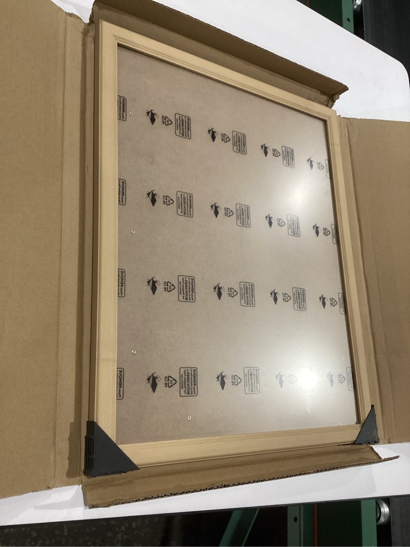 Condition photo showing New/Like New for 14x18 Wood Frame, Rustic Natural Wooden 18x14in Poster Picture Frame, Modern Beige Woodgrain 14 x 18inch Gallery Wall Photo Frame with HD Plexiglass, Horizontal Vertical Wall Mounting Display 1pcs Woodgrain 14x18