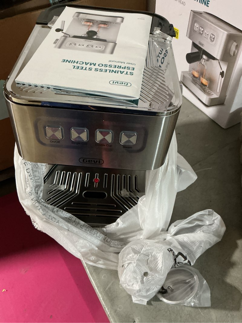 Condition photo showing Good Condition for gevi 20 bar espresso machine with steam milk frother, compact stainless steel coffee maker for home, cappuccino & latte, 50.7oz removable water tank, silver