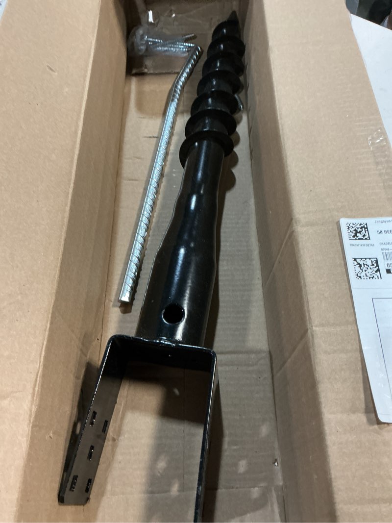 Condition photo showing Good Condition for no dig ground screw anchor - black u shaped post stake for 4x4 wood posts, includes lag bolts & 27" rebar, for mailbox posts and fence posts anchor, 1 pack 27"(1 pack)
