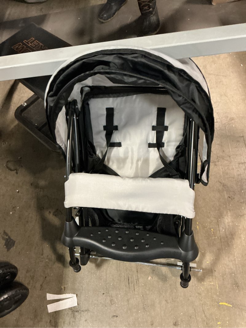 Condition photo showing As Is for Kolcraft Cloud Plus Lightweight Umbrella Stroller for Toddlers with Reclining Seat, Large Storage Basket, Canopy, Infant & Parent Trays, Compact Fold for Summer Travel, Durable Frame, Slate Gray