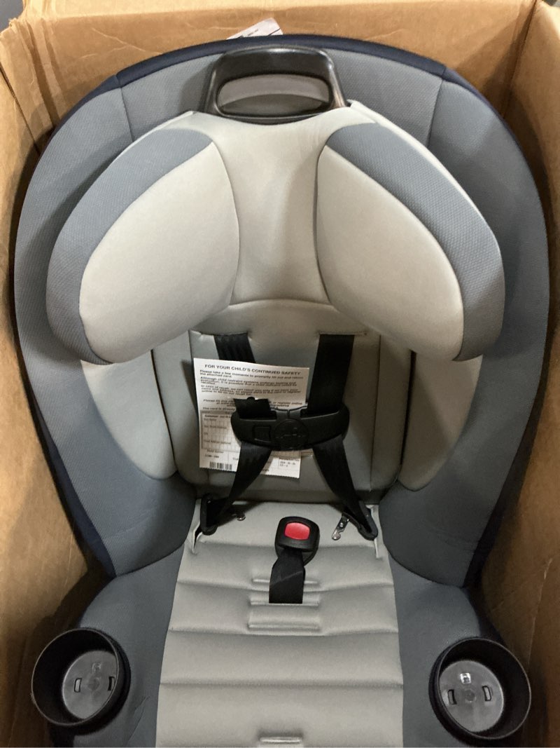Condition photo showing New/Like New for safety 1st ellaris 3-in-1 convertible car seat, slim fit design, rear & forward-facing, 5-position headrest, 3-across fit, travel-friendly with machine-washable seat pad, london blue