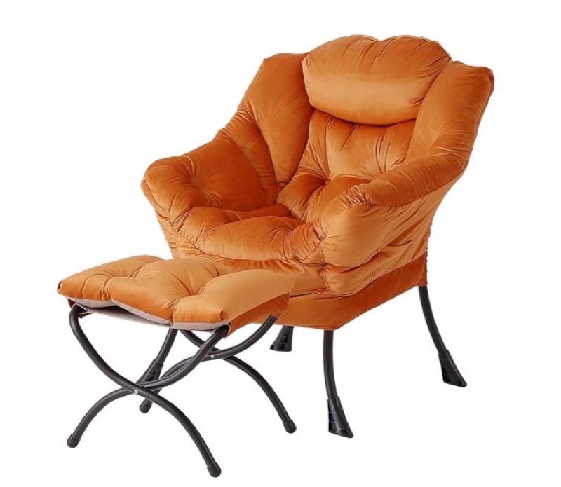 Welnow Lazy Chair with Ottoman, Modern Lounge Accent Chair with Armrests and a Side Pocket, Leisure Sofa Armchair, Reading Armchair with Footrest for Small Space, Corner Chair