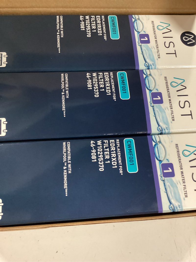 Condition photo showing New/Like New for mist edr1rxd1 refrigerator water filter replacement for everydrop® filter 1 – whirlpool® whr1rxd1 w10295370a, kenmore® 46-9081 – 3-pack – nsf 42 & 372 certified