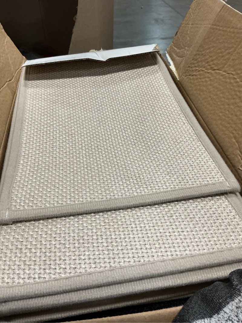 Condition photo showing item condition for GOYLSER Non Slip Stair Treads for Wooden Steps Indoor, 15pcs Rubber Backed Beige Stair Rugs Pads with Water Resistant, Machine Washable Non Skid Removable Stair Mats for Pet Dog, Elders and Kids