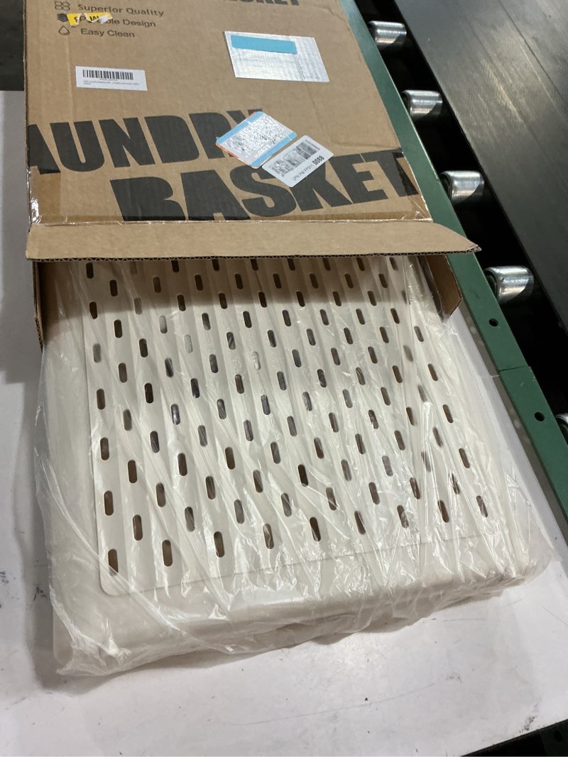 Condition photo showing New/Like New for UAK Plastic Laundry Basket with Wheels & Handle, 67L Heavy Duty Foldable Laundry Hamper – Easy Clean Waterproof Rolling Organizer for Bathroom & Laundry Room, Ivory Ivory XXXL