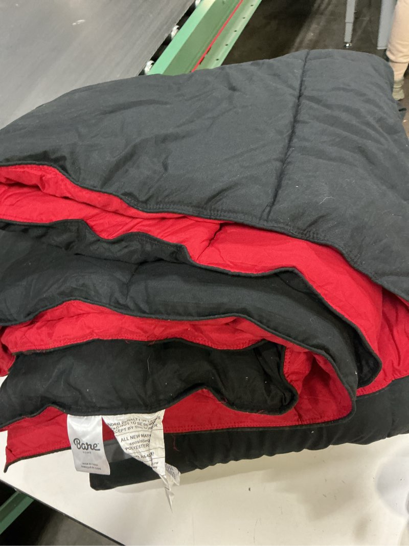 Condition photo showing As Is for Bare Home King/California King Comforter - Reversible Colors - Goose Down Alternative - Ultra-Soft - Premium 1800 Series - All Season Warmth - Bedding Comforter (King/Cal King, Black/Red)