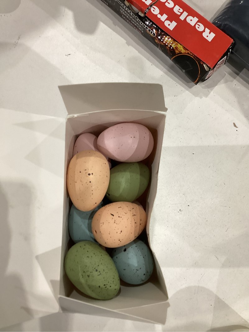 Condition photo showing New/Like New for 24 pcs easter speckled eggs, 2.4" 4 colors plastic eggs for easter decorations, pastel easter decor,bowl & vase filler, easter basket filler and spring table diy decor for home